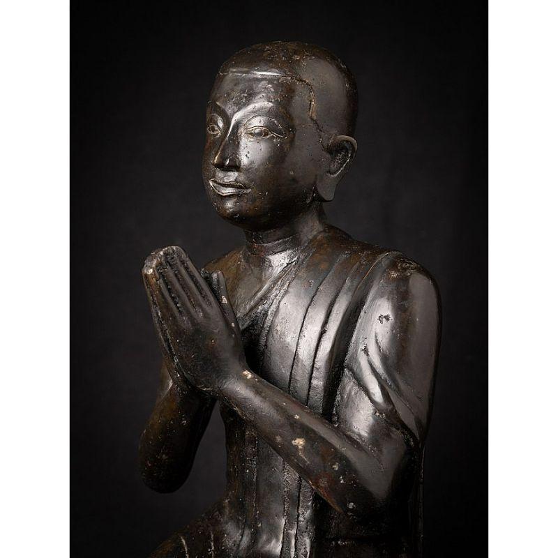 Old Bronze Burmese Monk Statue from Burma For Sale 1