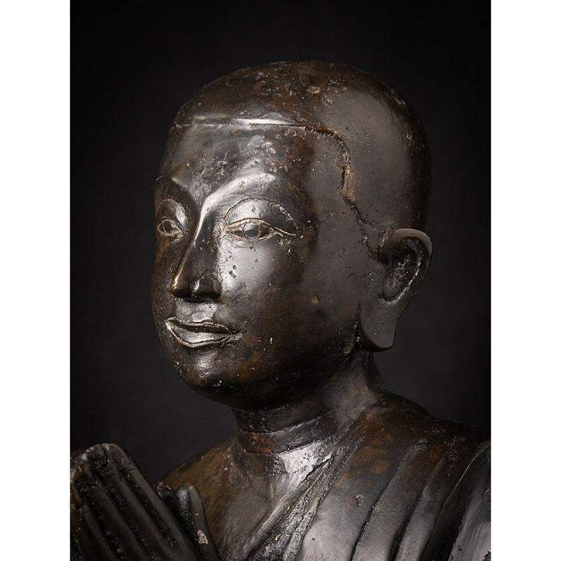 Old Bronze Burmese Monk Statue from Burma For Sale 2