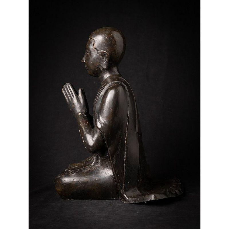 Old Bronze Burmese Monk Statue from Burma For Sale 3