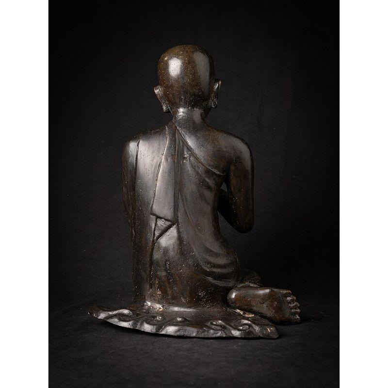Old Bronze Burmese Monk Statue from Burma For Sale 4