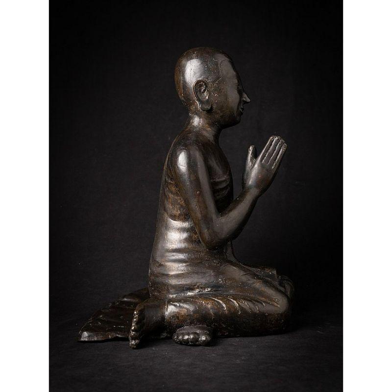 Old Bronze Burmese Monk Statue from Burma For Sale 5