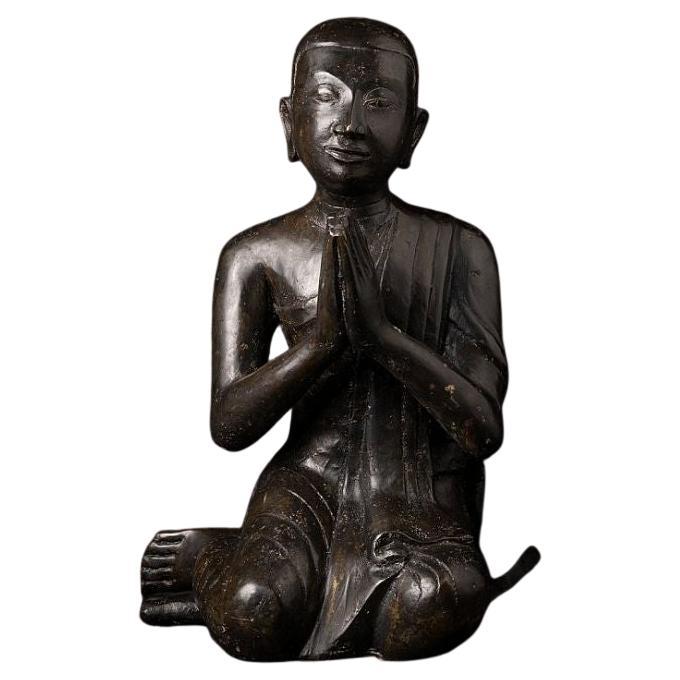 Old Bronze Burmese Monk Statue from Burma For Sale