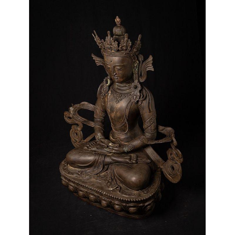 Old Bronze Chinese Bodhisattva Statue from China For Sale 3