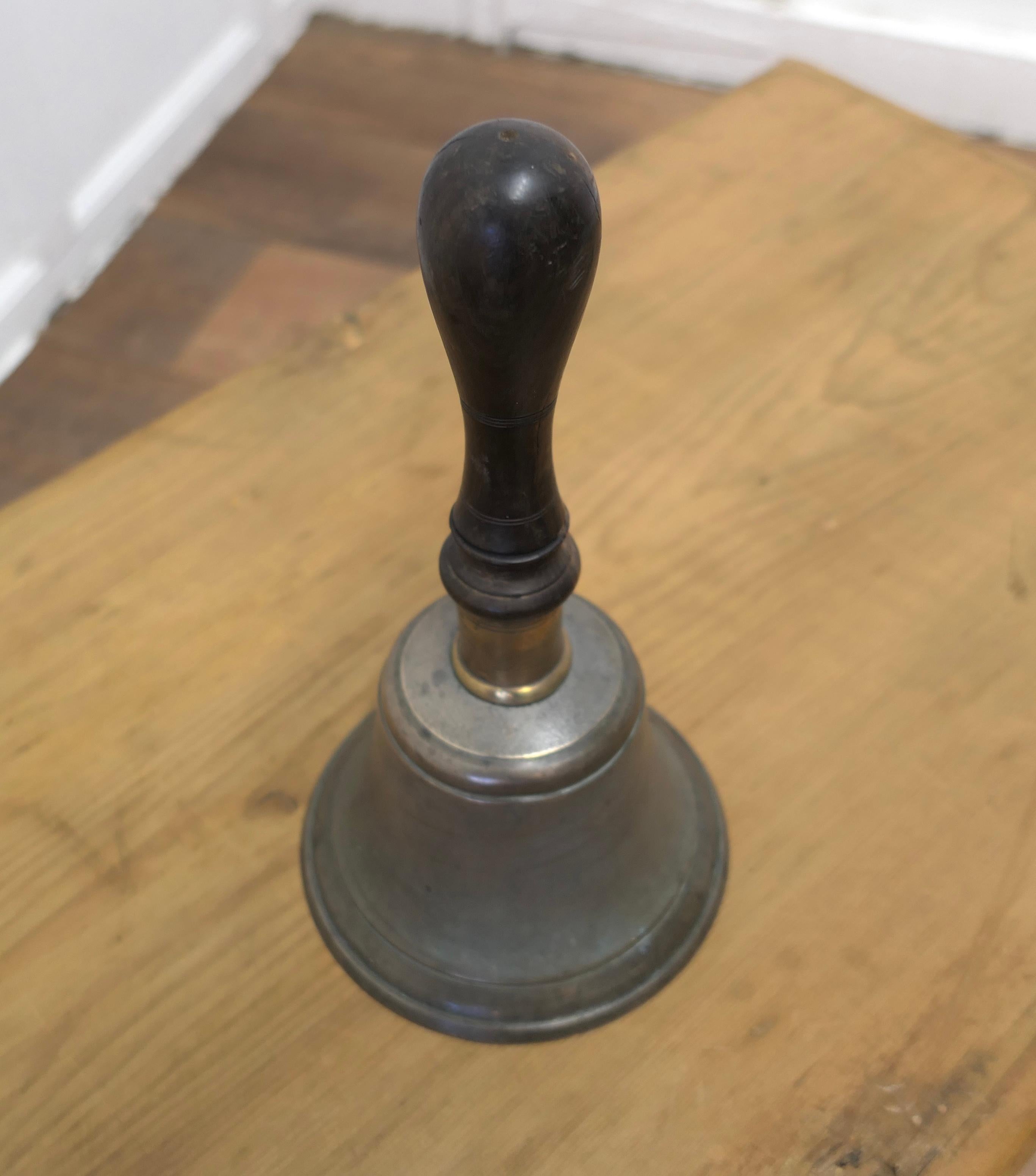 Victorian Old Bronze Hand Bell, Town Cryer’s or School Bell For Sale