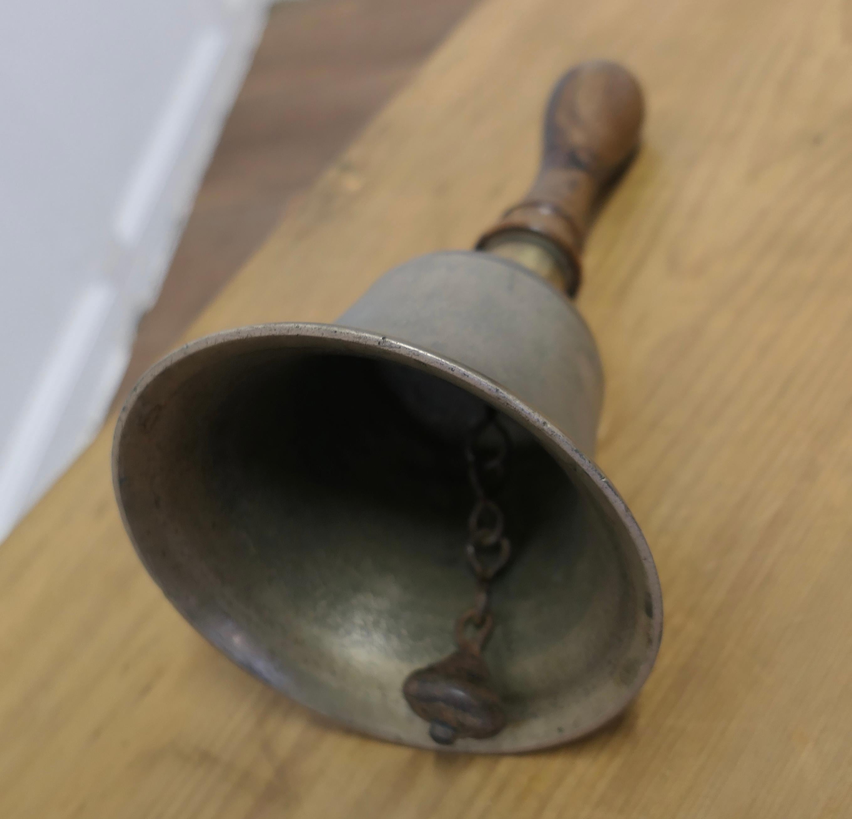 19th Century Old Bronze Hand Bell, Town Cryer’s or School Bell For Sale