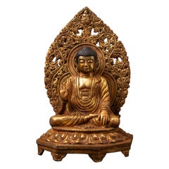 Old bronze Japanese Amida Buddha statue from Japan