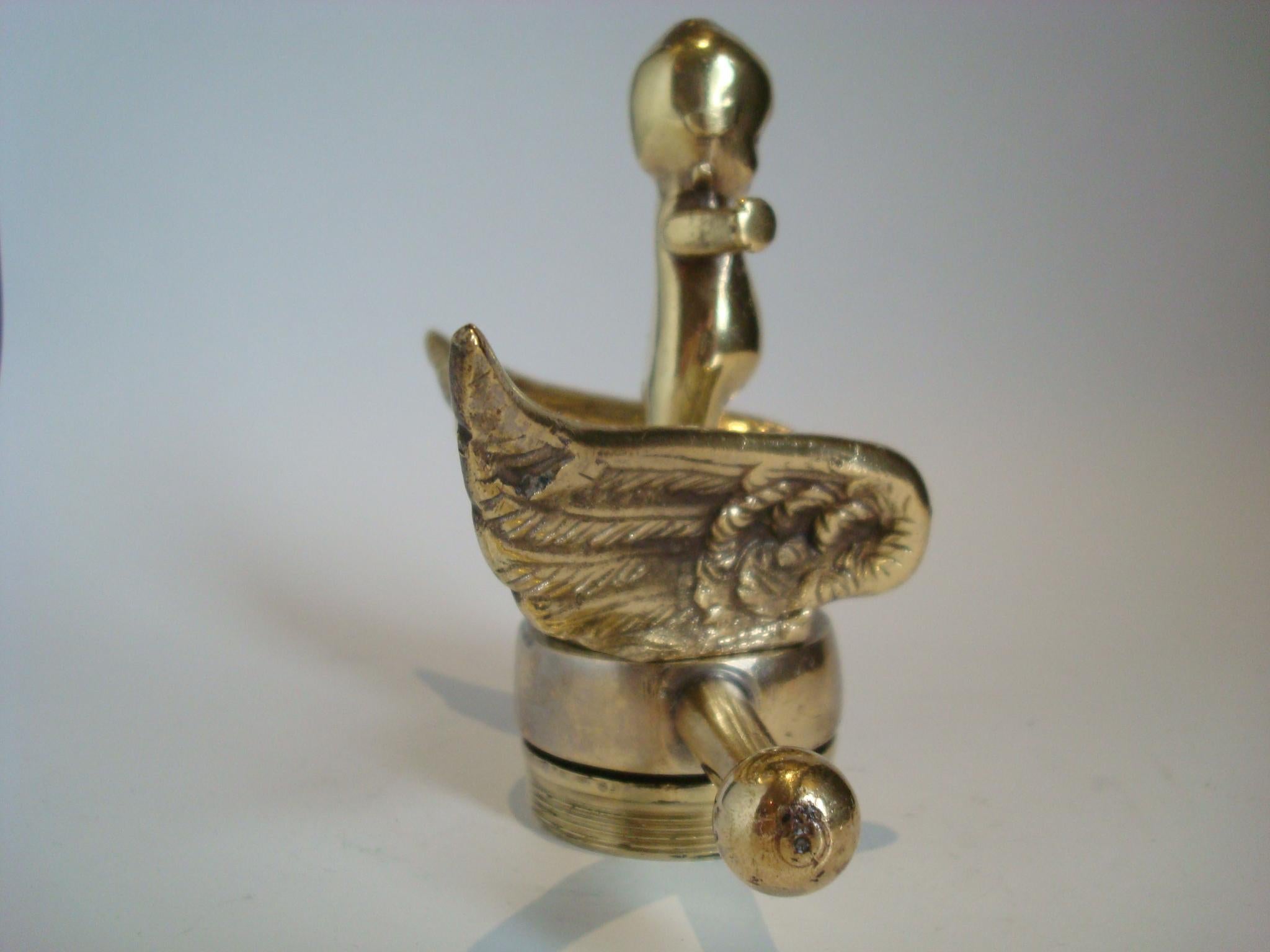 Américain Ancien mascot de voiture à capuche pour poupée en bronze kewpie, 1912-1925 en vente