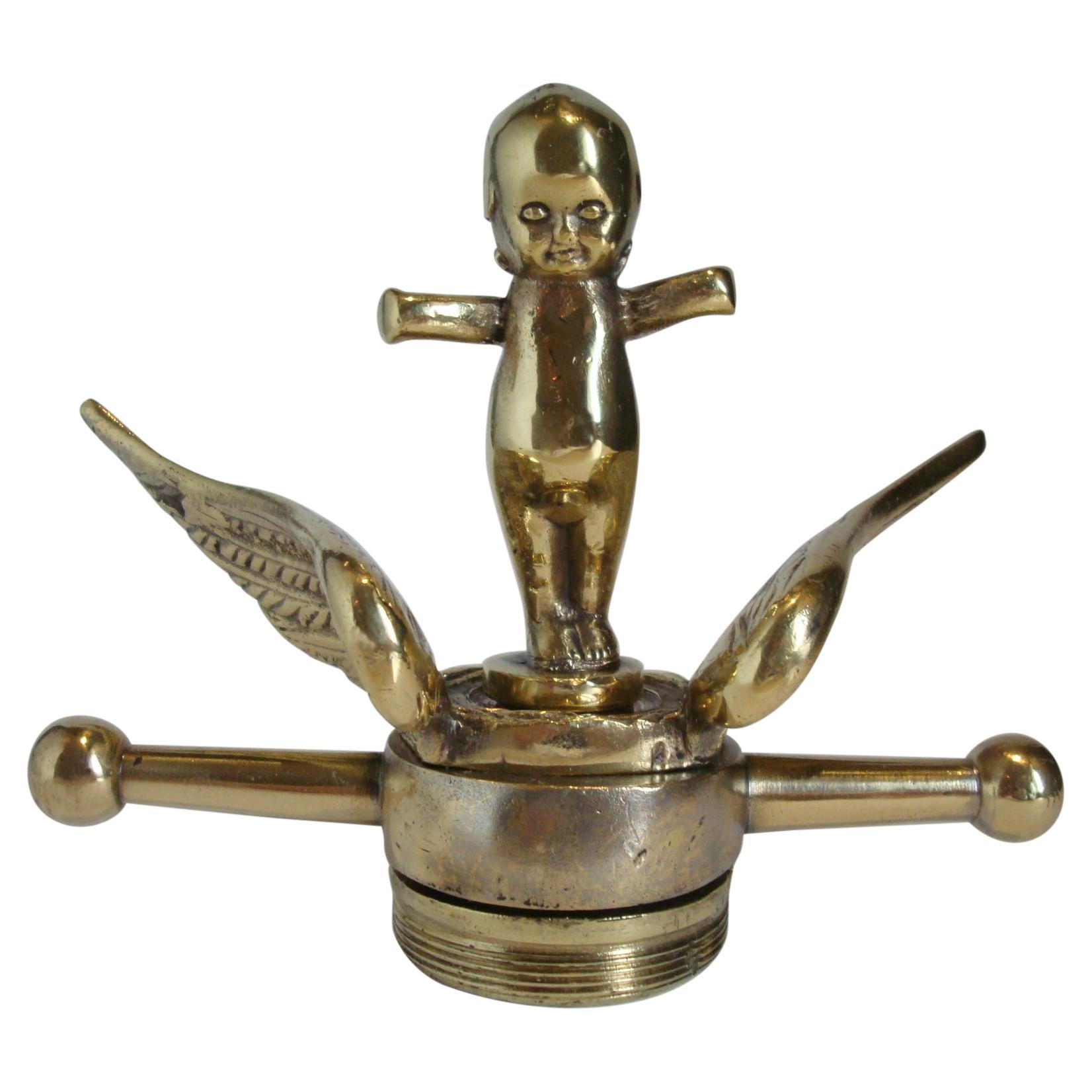 Old Bronze kewpie Doll Car Mascot / Hood Ornament, 1912-1925