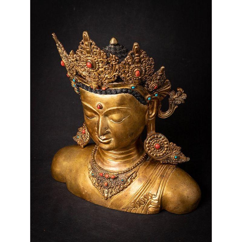 Old Bronze Nepali Buddha Head from Nepal For Sale 5