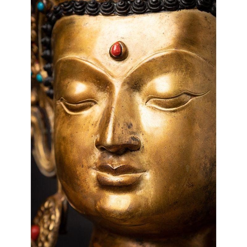 Old Bronze Nepali Buddha Head from Nepal For Sale 9