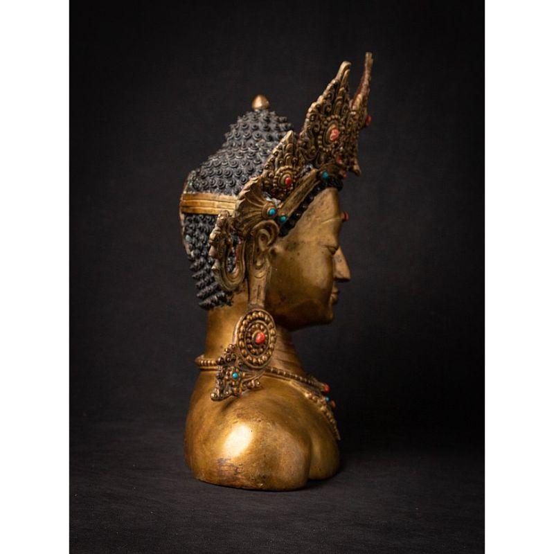 20th Century Old Bronze Nepali Buddha Head from Nepal For Sale