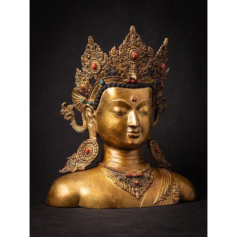 Old Bronze Nepali Buddha Head from Nepal For Sale 1