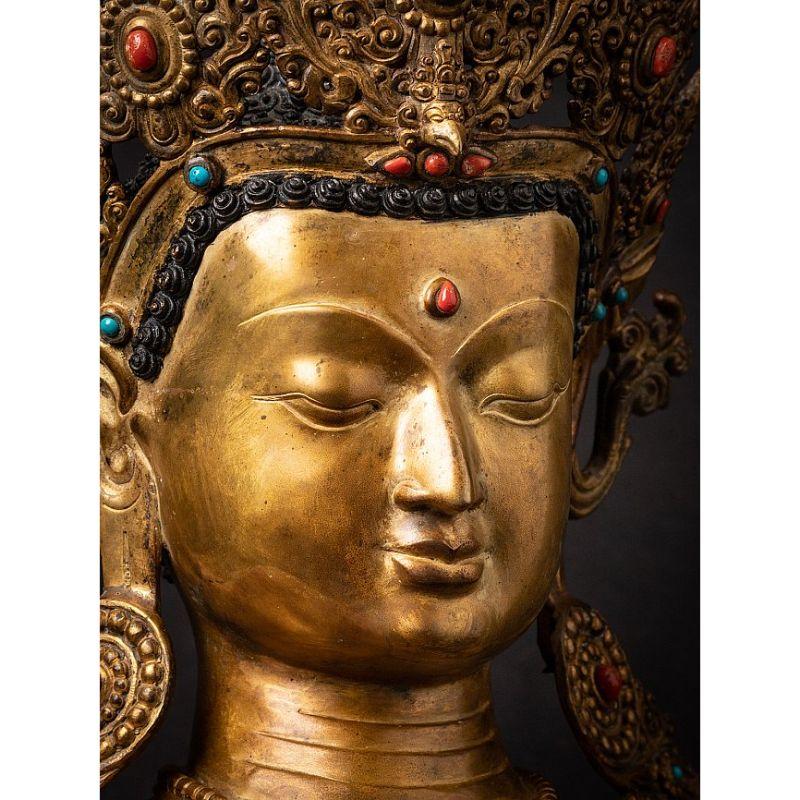 Old Bronze Nepali Buddha Head from Nepal For Sale 2