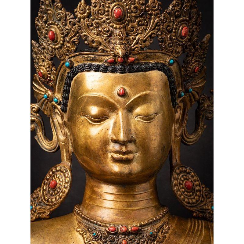 Old Bronze Nepali Buddha Head from Nepal For Sale 3