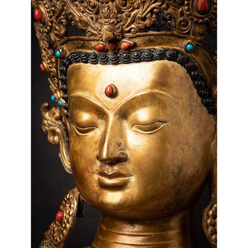 Old Bronze Nepali Buddha Head from Nepal For Sale 4