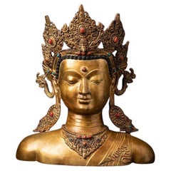 Vintage Old Bronze Nepali Buddha Head from Nepal