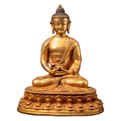 Old bronze Nepali Buddha statue from Nepal