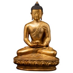 statue de Bouddha népalais en bronze ancien du Népal