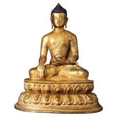 Ancienne statue de Bouddha népalais en bronze du Népal