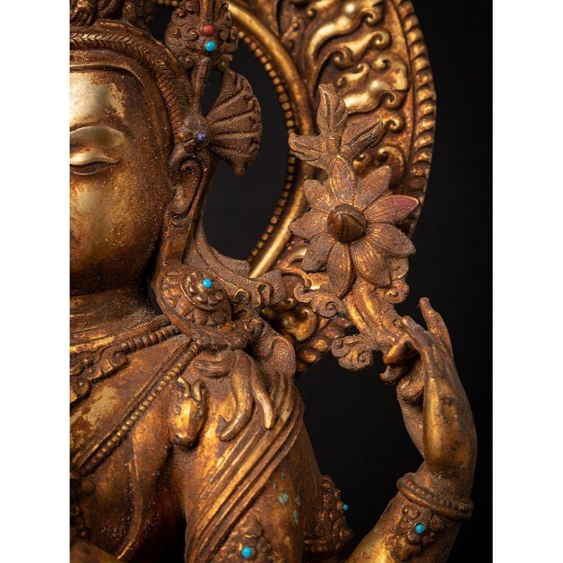 Old Bronze Nepali Chenrezig Statue from Nepal For Sale 5