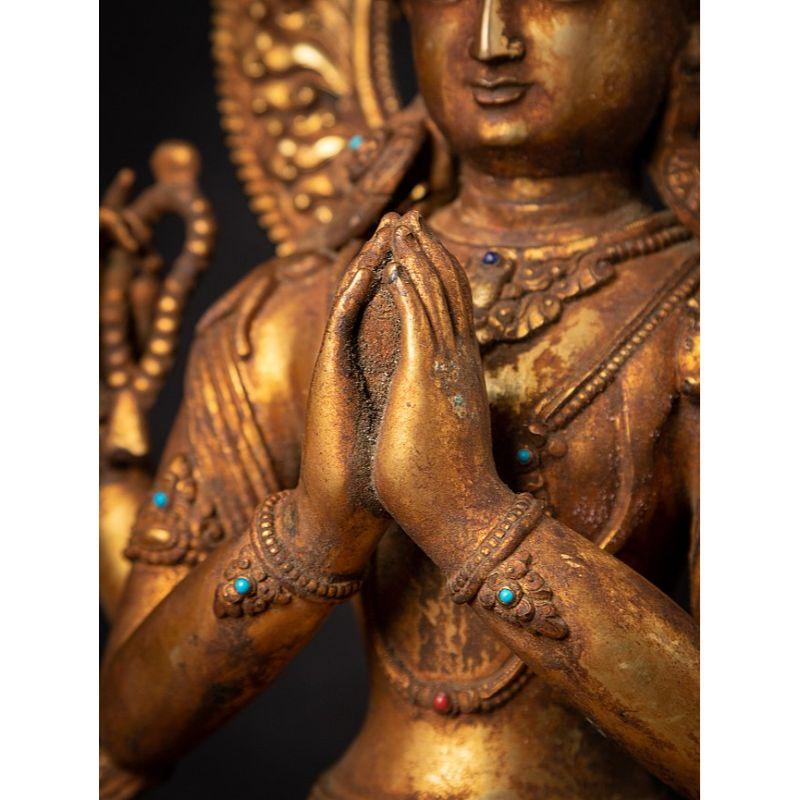 Old Bronze Nepali Chenrezig Statue from Nepal For Sale 6