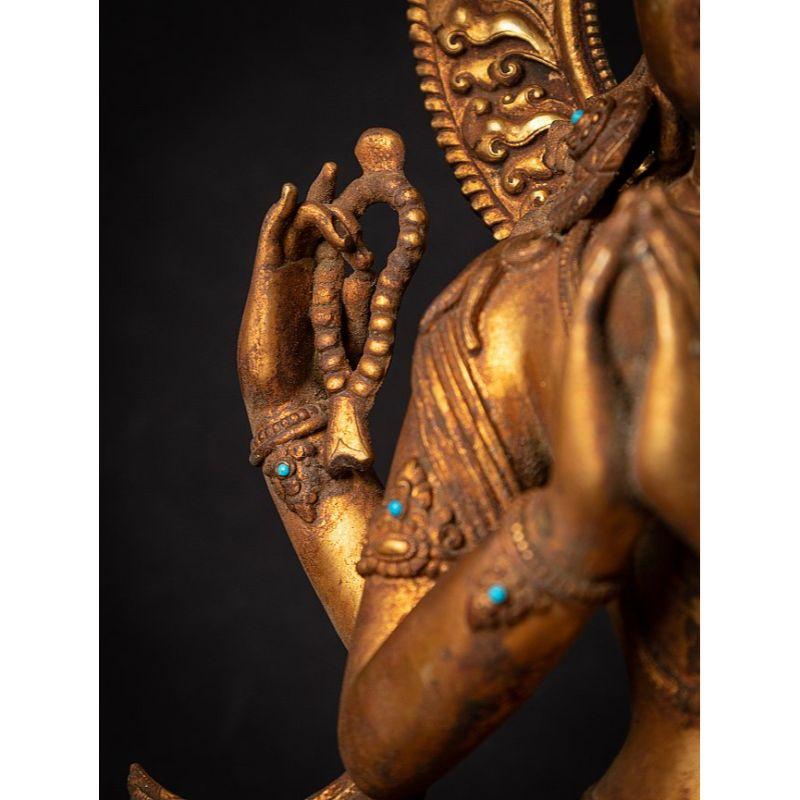 Old Bronze Nepali Chenrezig Statue from Nepal For Sale 7