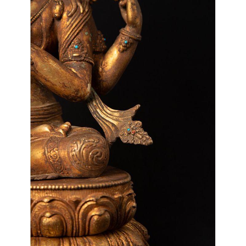 Old Bronze Nepali Chenrezig Statue from Nepal For Sale 8