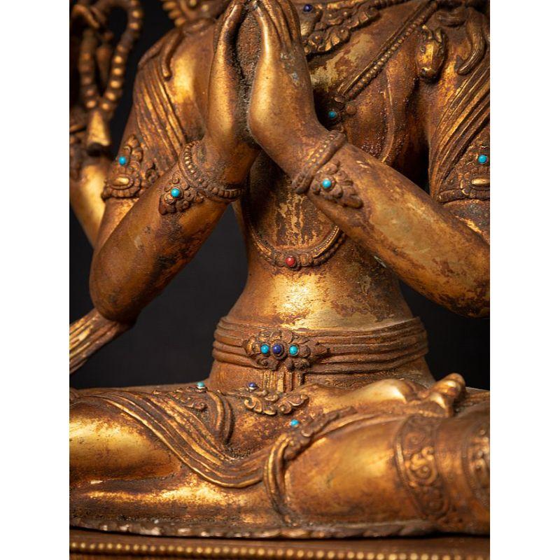 Old Bronze Nepali Chenrezig Statue from Nepal For Sale 9