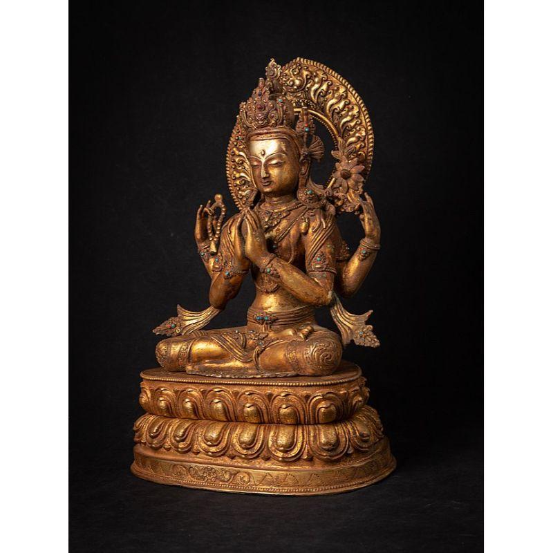 Nepalese Old Bronze Nepali Chenrezig Statue from Nepal For Sale