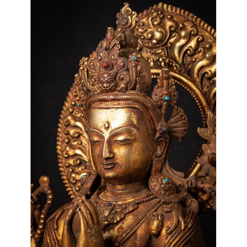 20th Century Old Bronze Nepali Chenrezig Statue from Nepal For Sale