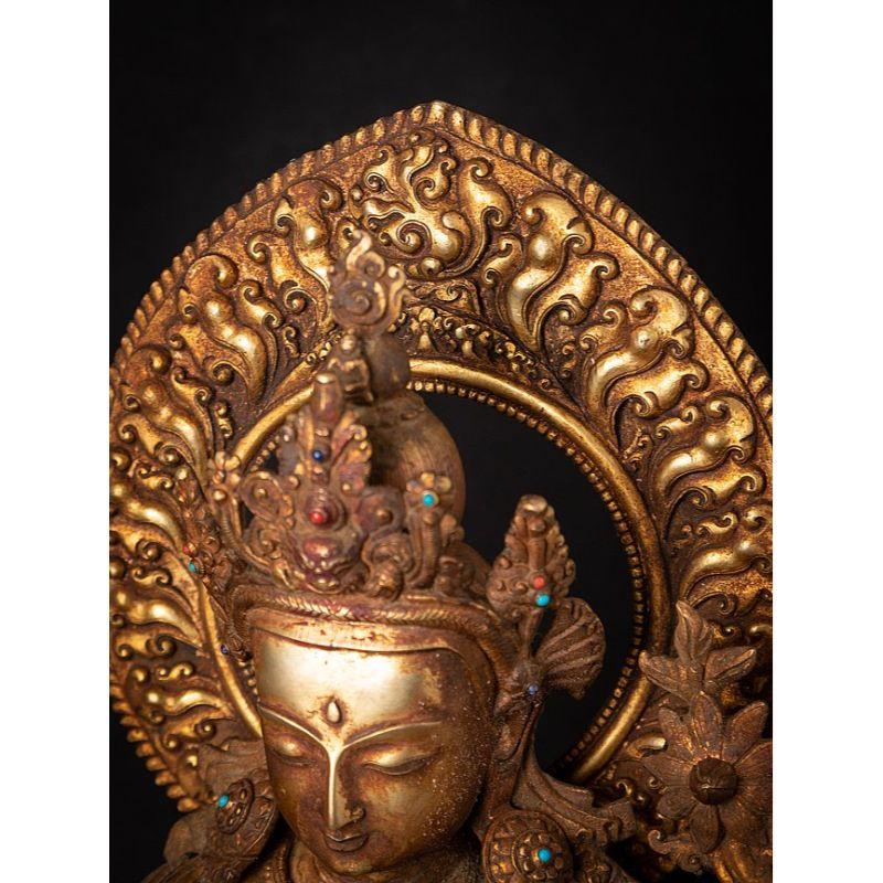 Old Bronze Nepali Chenrezig Statue from Nepal For Sale 2