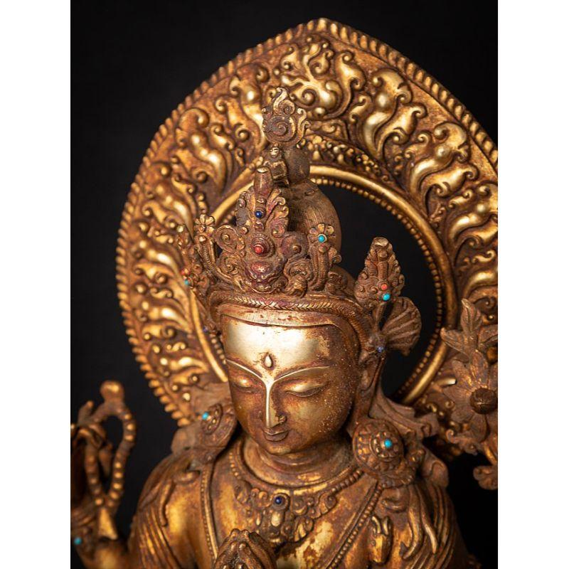Old Bronze Nepali Chenrezig Statue from Nepal For Sale 3