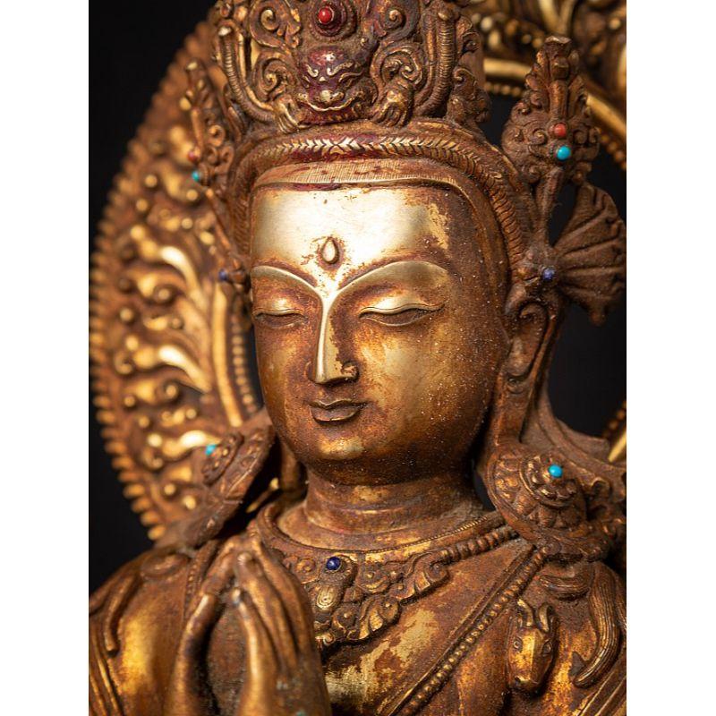 Old Bronze Nepali Chenrezig Statue from Nepal For Sale 4