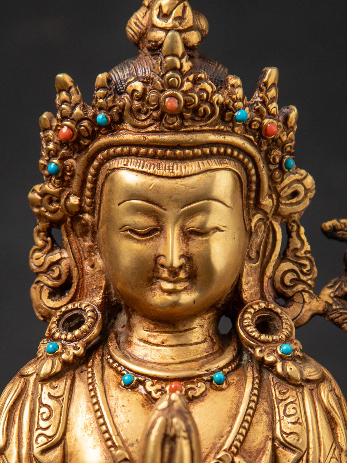 Antigua estatua nepalí de bronce de Chenrezig procedente de Nepal - Budas Originales 4