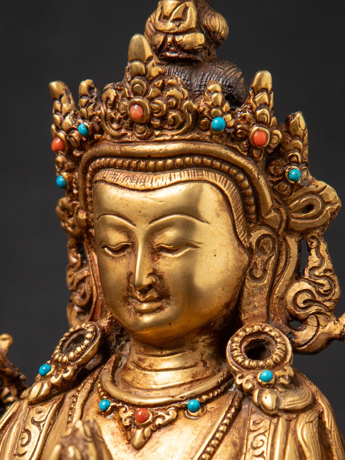 Antigua estatua nepalí de bronce de Chenrezig procedente de Nepal - Budas Originales 6