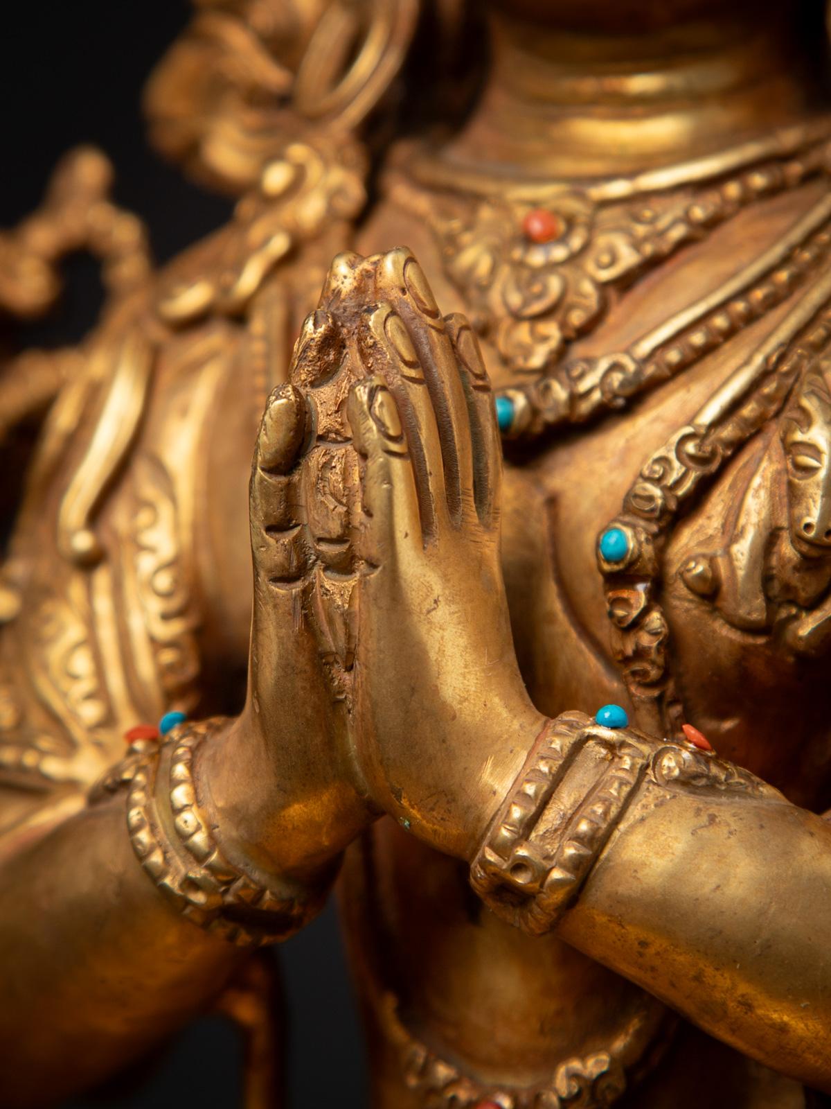 Antigua estatua nepalí de bronce de Chenrezig procedente de Nepal - Budas Originales en venta 6