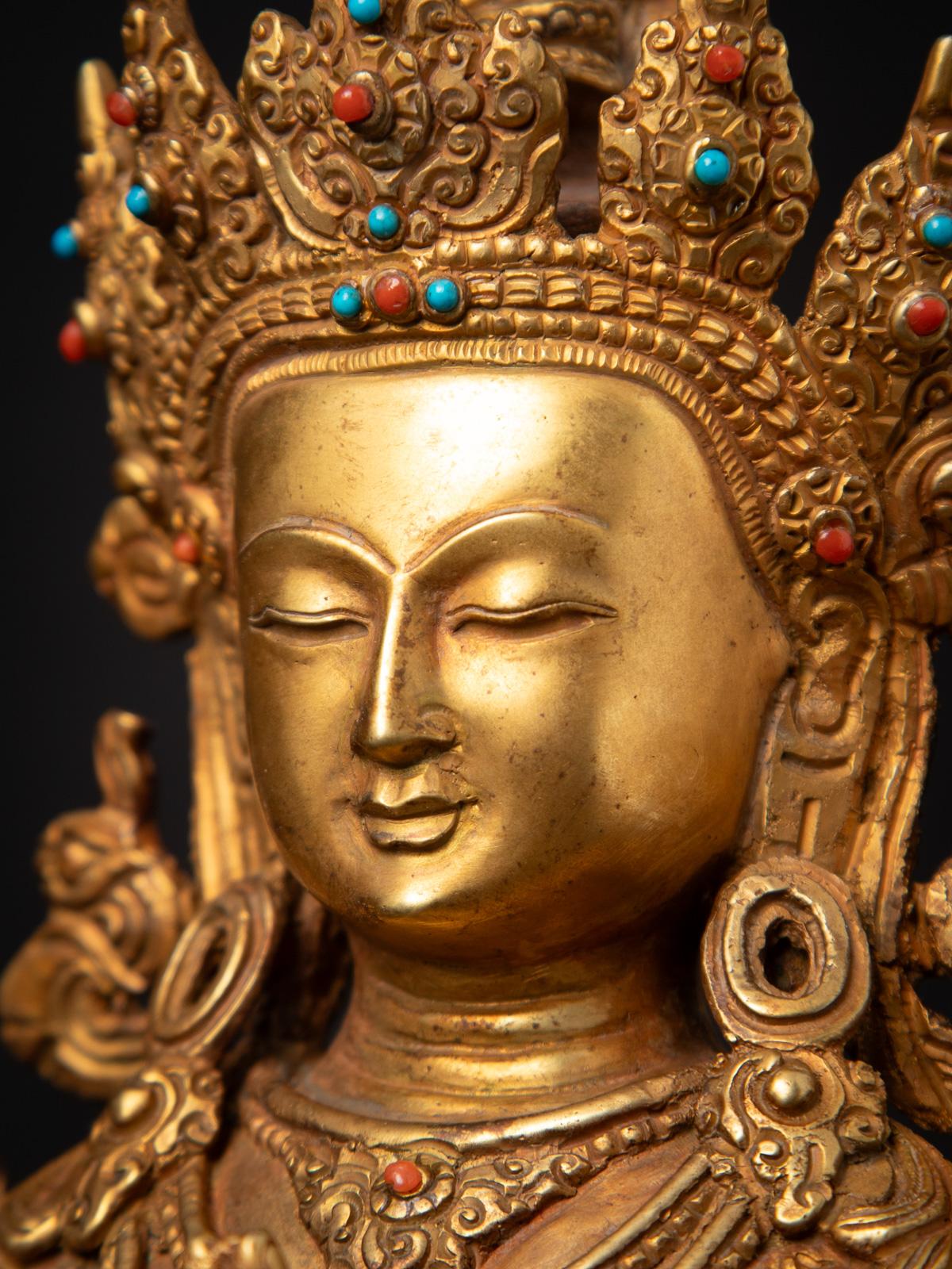 Antigua estatua nepalí de bronce de Chenrezig procedente de Nepal - Budas Originales en venta 7
