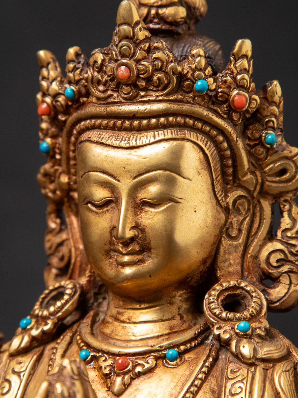 Antigua estatua nepalí de bronce de Chenrezig procedente de Nepal - Budas Originales 9
