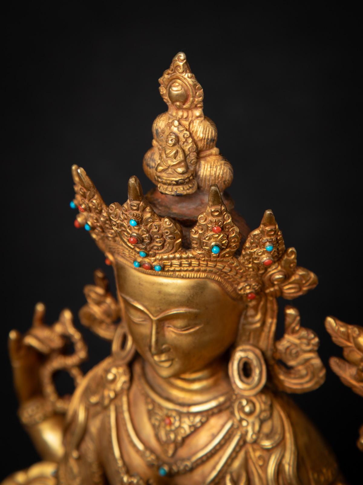 Antigua estatua nepalí de bronce de Chenrezig procedente de Nepal - Budas Originales en venta 9