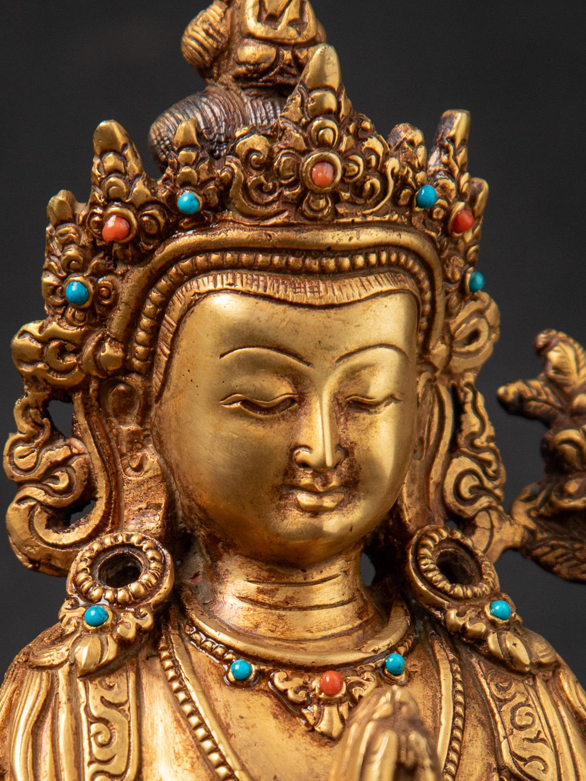 Antigua estatua nepalí de bronce de Chenrezig procedente de Nepal - Budas Originales 2