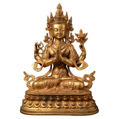 Old bronze Nepali Chenrezig statue from Nepal - Original Buddhas