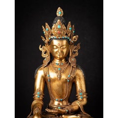 Old Bronze Nepali Crowned Buddha Statue from Nepal