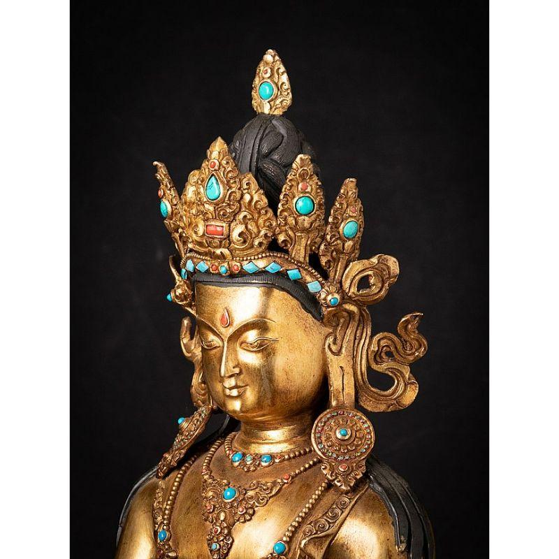 20th Century Old Bronze Nepali Crowned Buddha Statue from Nepal For Sale