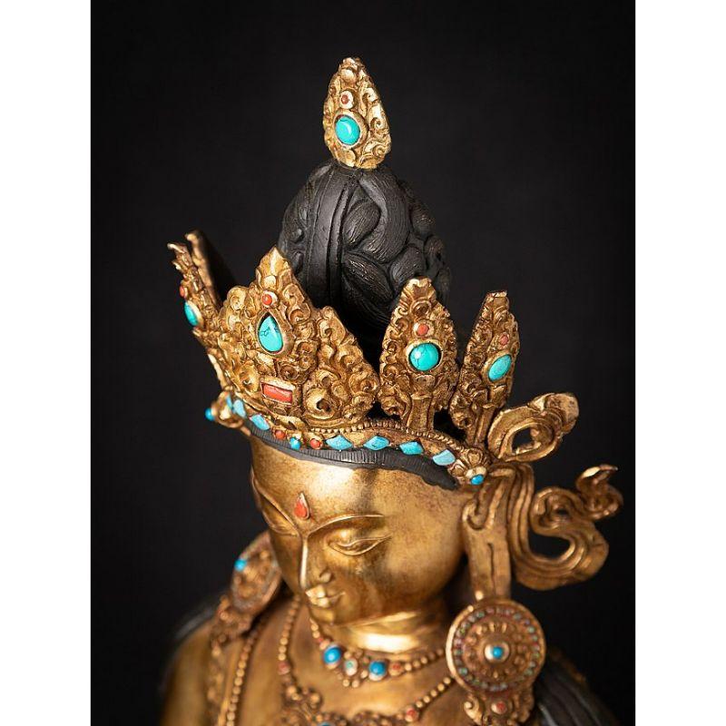 Old Bronze Nepali Crowned Buddha Statue from Nepal For Sale 2