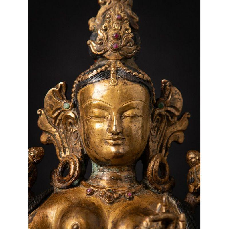 Old Bronze Nepali Green Tara from Nepal 5
