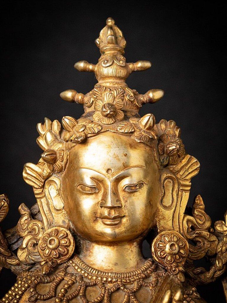 Nepalesisches grünes Tara aus Bronze im Angebot 6