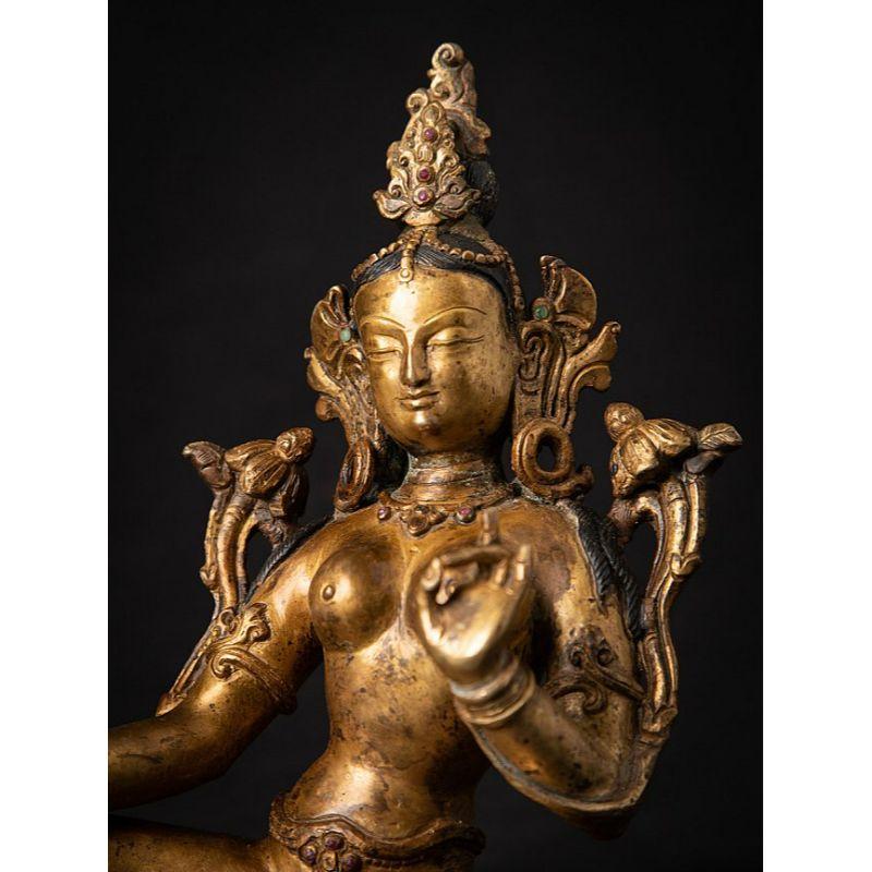 Old Bronze Nepali Green Tara from Nepal 6