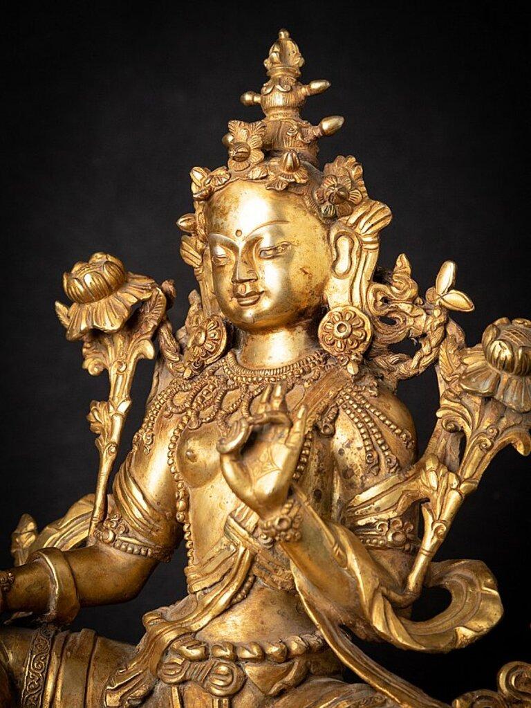 Nepalesisches grünes Tara aus Bronze im Angebot 7