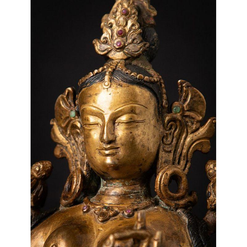 Old Bronze Nepali Green Tara from Nepal 7