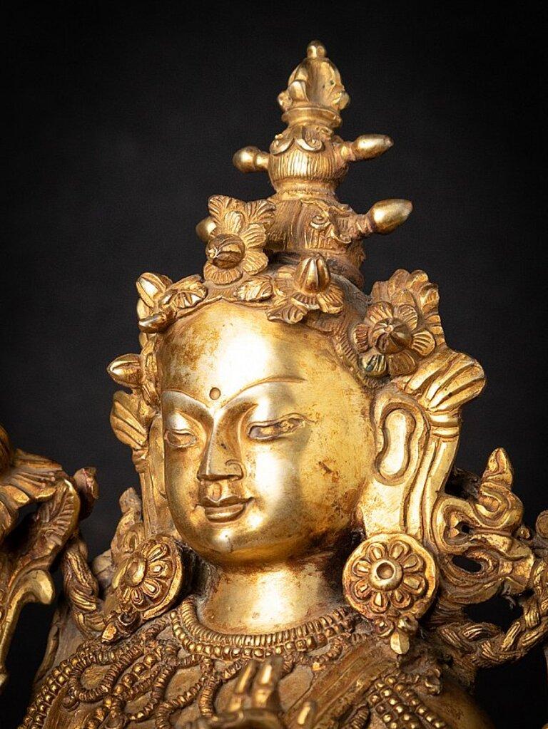Nepalesisches grünes Tara aus Bronze im Angebot 8
